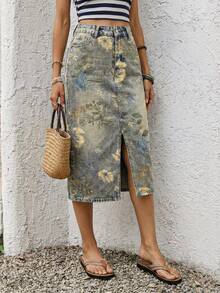 EMERY ROSE 女士休闲碎花牛仔迷你裙 - 彩色 - 查看 7