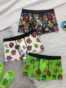 TEENAGE MUTANT NINJA TURTLES | SHEIN 男童卡通印花平角内裤 - 黑色 - 查看 1