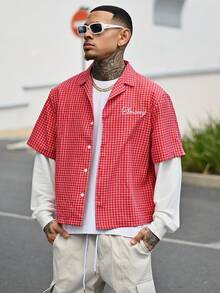 Devon Thys 男士落肩休闲前开襟二合一衬衫，长袖上衣 - 彩色 - 查看 4