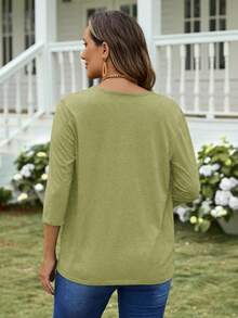EMERY ROSE Vacation Casual Solid Color Lightweight Cardigan Green Sweaters For Women Solid Color Tops - Army Green - View 2
