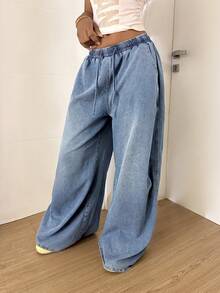 StreetHx Women's Fashionable Casual Loose Wide-Leg Jeans - Light Wash - View 6