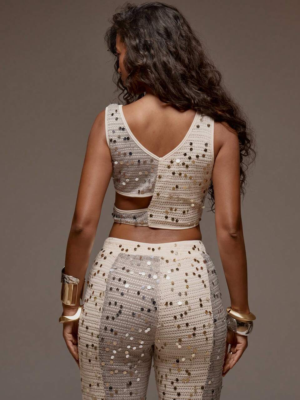 Contrast Sequin Crochet Plunge Fitted Crop Top Spring Summer Holiday Vacation Beach Ibiza Festival Party Elegant Divinity