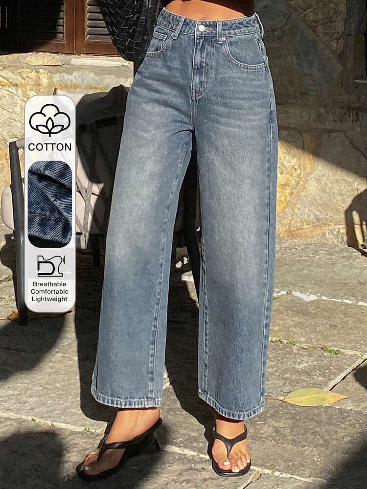 Women's Straight Leg Cropped Casual Jeans