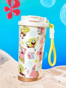 SpongeBob SquarePants | SHEIN 500毫升/16盎司真空隔热不锈钢杯，配1个防漏盖，适用于冷热饮，适用于大多数车载杯架 - 白色 - 查看 2