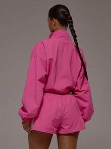 Musera Sport 高领短款轻薄运动外套，适合运动健身、健身房、普拉提、日常休闲穿着，适合运动出汗等场合。 - 粉色 - 查看 2