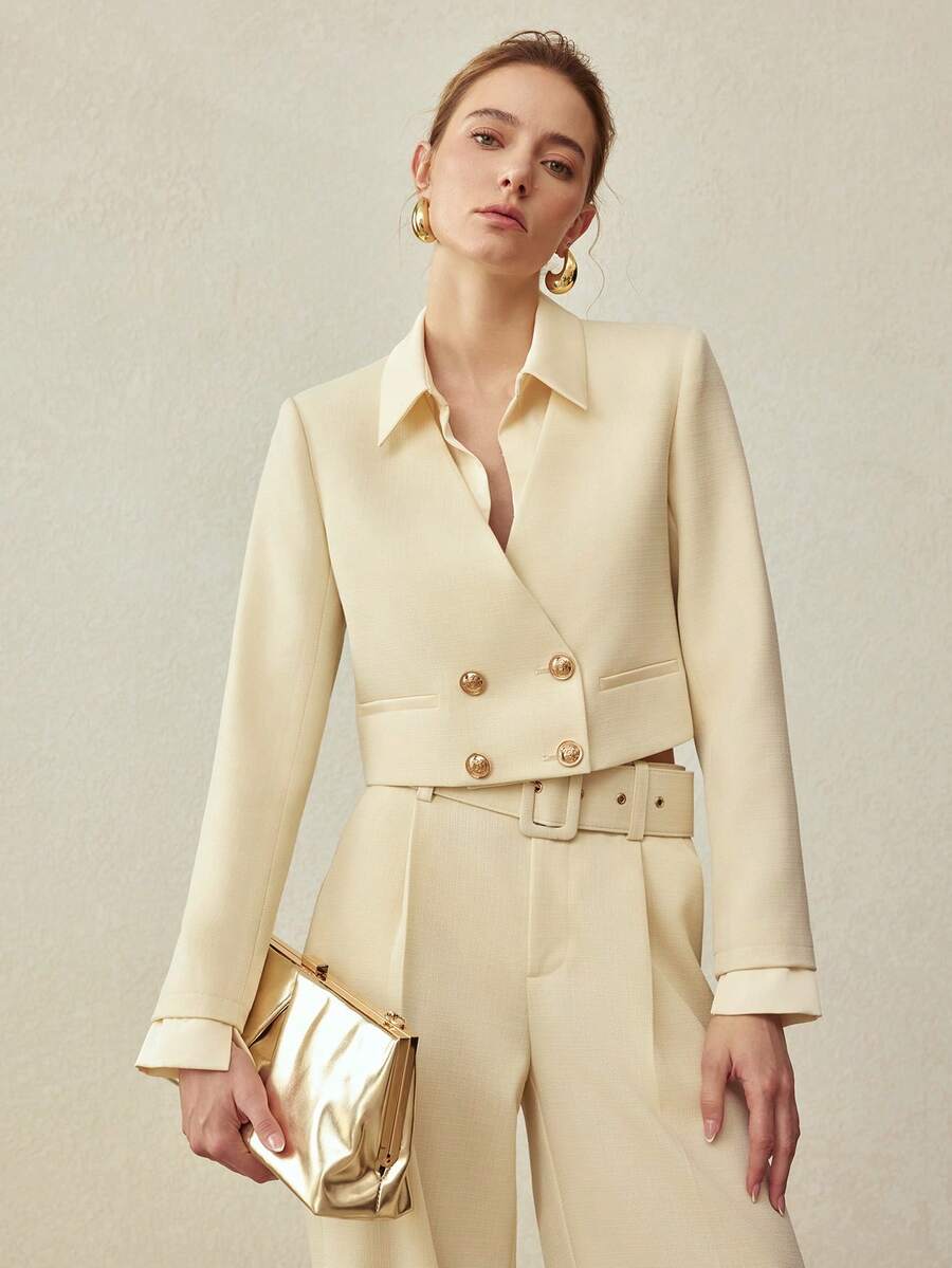 MOTF PREMIUM 短款双排扣大衣，春夏款