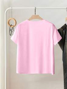 Resyla 女士夏季休闲蝴蝶结串珠刺绣常规肩部T恤 - 粉色 - 查看 2