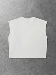 ROMWE MEN Men's Gothic Print Rivet Metal Grommet Loose Tank Top - White - View 3