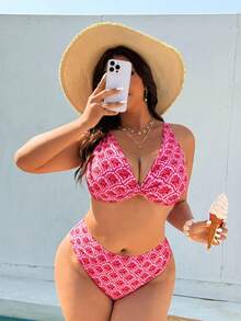Swim Vcay Bộ đồ bơi tankini mùa hè dành cho nữ cỡ lớn năm 2026, kiểu dáng retro, họa tiết hoa, gồm áo corset cổ chữ V sâu có đệm và quần cạp cao, giúp thon gọn và che khuyết điểm vòng bụng, phù hợp cho bãi biển và spa. Bộ đồ bơi hai mảnh kín đáo, bộ bikini cạp cao, bộ bikini hai mảnh dành cho nữ, bộ đồ bơi hai mảnh, bikini màu đỏ hồng in họa tiết hoa, bộ đồ đi nghỉ mát cho nữ, bộ đồ bơi mùa hè cho nữ, bộ đồ bơi hai mảnh cho nữ. - Màu Hồng Tươi - Xem 6