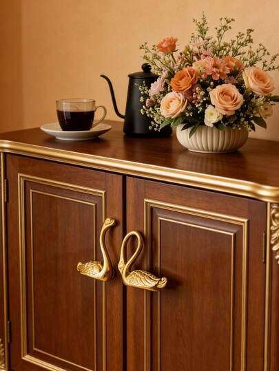 Cirelle Swan-Shaped Door Handles, Coat Hooks Behind Doors, Bathroom And Kitchen Accessories, Minimalist Luxury Door Handles, Suitable For Home Use.