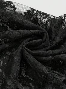 ROMWE Goth Plus Size Romantic Lace Bell Sleeve Cropped Cardigan (Dress Outerwear) - Black - View 4