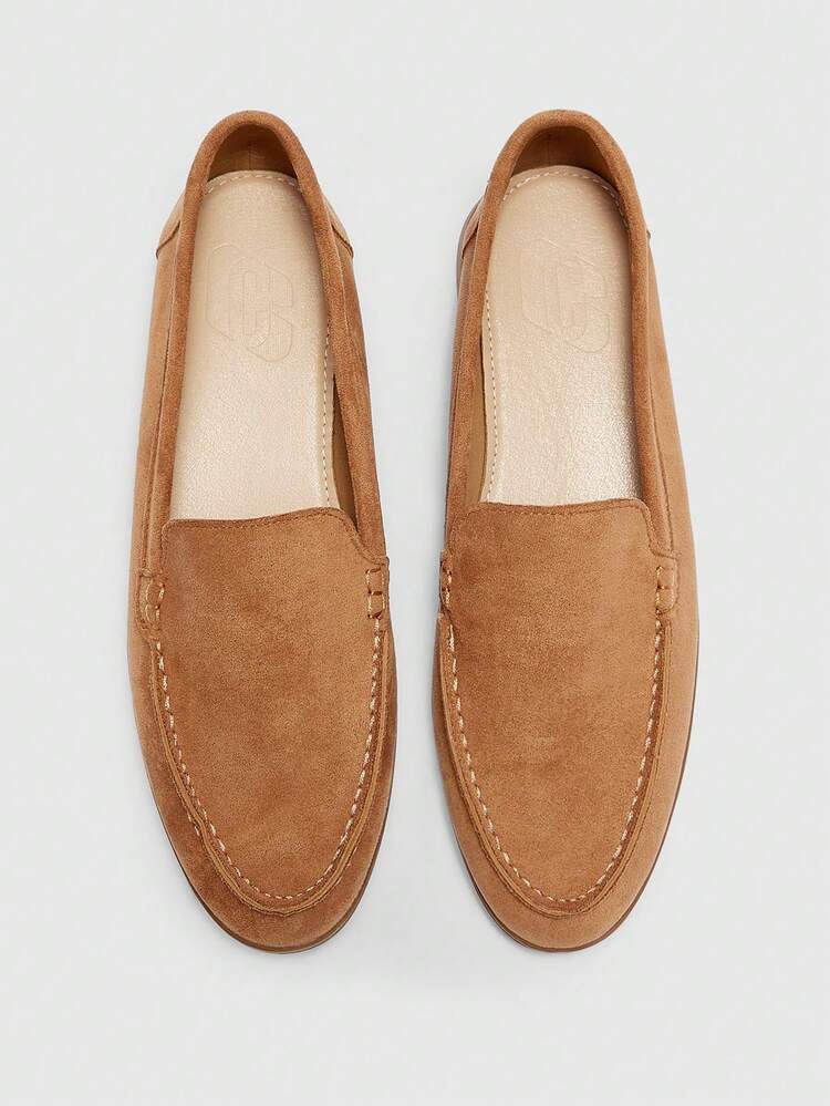 CUCCOO BIZCHIC Women's Fashionable Camel Suede Comfortable Casual Loafers, Suitable For Commuting, Outdoor, Shopping, Work, Daily Wear Spring Shoes