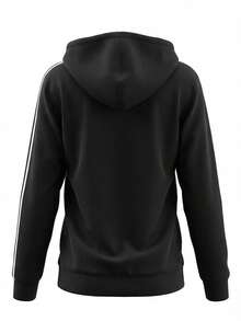 Adidas Essentials Women 3-Stripes Full-Zip Fleece Hoodie Black - Black / White - View 2