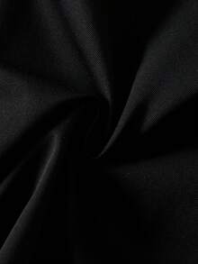 SHEIN 1 pieza Chaqueta larga con solapa tejida, doble botonadura y cinturón de moda para niñas, adecuada para primavera, otoño e invierno, para uso al aire libre, viajes, estilo callejero, casual, en casa y para ir al trabajo - Negro - Ver 3