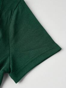 Olithes 素色T恤連體衣和束腰長褲 - 墨綠色 - 查看 8