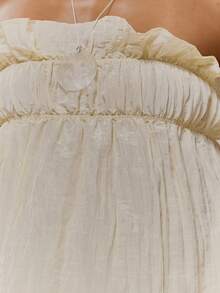 MUSERA Ruched Frill Bust Flowy Hem Strapless Bandeau Top Coord Top Only Cute Spring Easter Occasion Girly Sexy Going Out Mothers Day Soft Bloom - Yellow - View 6