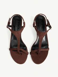 CUCCOO CHICEST Women Heeled Sandals Wedding Shoes Spring Shoes Bride Shoes - Coffee Brown - View 3