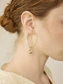 MOTF PREMIUM CROSS PEARL EARRINGS EUROPEAN AND AMERICAN RETRO ELEGANT TEMPERAMENT EARRINGS LIGHT LUXURY EARRINGS - Gold - View 2
