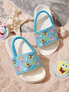SpongeBob SquarePants | SHEIN 可爱卡通松紧带蓝色儿童拖鞋，适合幼儿和婴儿，防滑速干，轻便耐用的EVA材质，室内外均可穿着。 - 藍色 - 查看 7