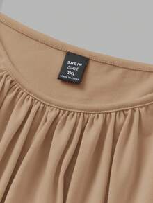 SHEIN EZwear 3pcs Plus Size Women Pleated Loose Camisole Adjustable Strap Suitable For Spring & Summer Dark Brown Tops 3 Pack Babydoll Woman Earthy Cami - Multicolor - View 4