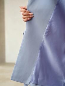 MOTF PREMIUM WOMEN'S FASHIONABLE THIN LAPEL BLAZER - Dusty Blue - View 7