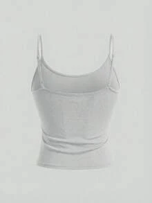 Girlism 4pcs/Set Teen Girls Cropped Casual Camisole Tops, Suitable For Spring, Summer, Autumn And Winter - Dark Grey - View 8