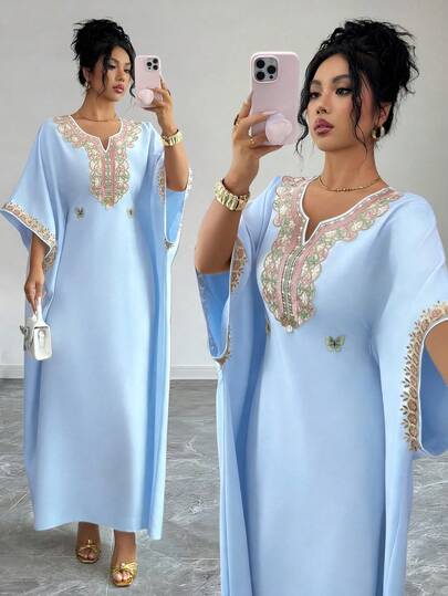 Elenzga Women's 2026 Spring/Summer New Elegant Floral Decor Chiffon Maxi Dress