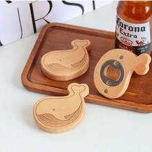 Cirelle Whale-Shaped Wooden Bottle Opener - Cute Handheld Cap Remover, Essential Kitchen Gadget - Multicolor - View 4