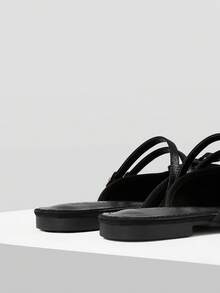 MOTF PREMIUM ZAPATOS PLANOS VINTAGE CÓMODOS Y CASUALES CON CORREA DE TOBILLO TIPO MARY JANE, TEXTURA DE CUERO ROJO CON ACABADO EN CERA DE ACEITE - Negro - Ver 4