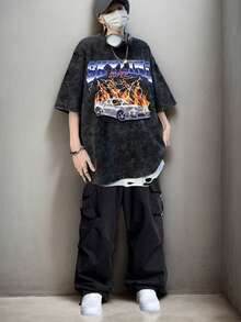 Manfinity EMRG Men Flap Pocket Side Drawstring Waist Trousers - Black - View 8