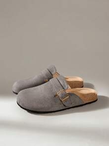 Solecia Women's New Slip-On Half-Cover Casual Flat Shoes - Dark Grey - View 2