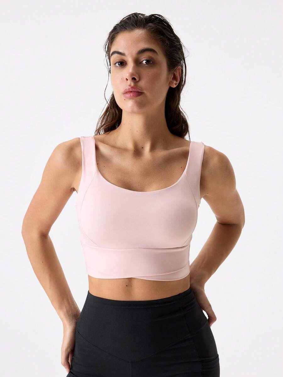 Loungeista Yoga Tanktop atmungsaktiver Sport-BH mit stoßdämpfender und raffender Funktion für eine schöne Rückenform, Workout Tank Gym Oberteil - Babypink - Übersicht 1