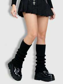 ROMWE Anime Women Leg Warmers - Black - View 1