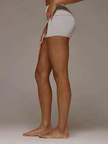 MUSERA Fold Over Fitted Soft Touch Micro Mini Shorts Spring Summer Holiday Everyday Cute Daily Basics Essential - Baby Blue - View 3