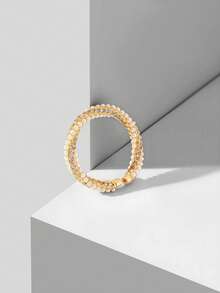 MOTF PREMIUM Nhẫn đơn giản màu trắng, mạ vàng 18k, đính ngọc trai giả. - Vàng - Xem 7