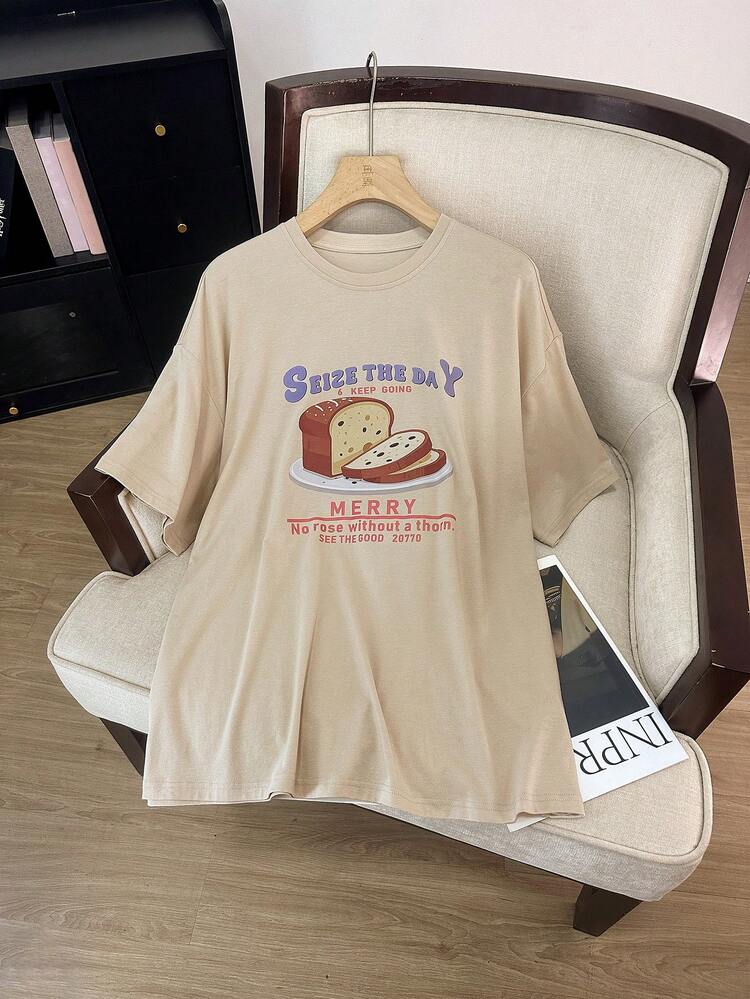 Women's Cute Printed Loose Casual Short Sleeve T-Shirt, Summer Graphic Tees Women