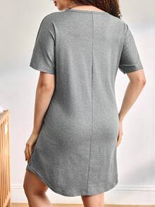 Moonlight&Mama Áo ngủ ngắn tay màu trơn mùa hè dành cho bà bầu - Màu xám đen - Xem 2