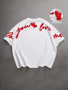 STYNVO 男士休闲心形字母刺绣T恤，夏季款 - 白色 - 查看 5