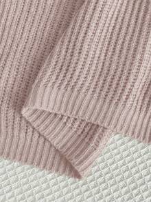 SHEIN EZwear Plus Size Women's Solid Color Drop Shoulder Long Sleeve Casual Knit Cardigan, Pink - Pink - View 6