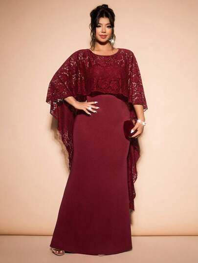 Cravure שמלת קרדיגן ארוכה וסרוגה בצבע אדום יין לנשים במידות גדולות