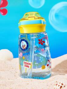 SpongeBob SquarePants | SHEIN 500毫升卡通图案水瓶，配有硅胶吸管和防漏盖，适合旅行、观光、返校使用，Tritan材质。 - 淺藍色 - 查看 8