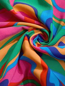 Sylviya 女士休闲V领几何图案度假连衣裙 - 彩色 - 查看 7