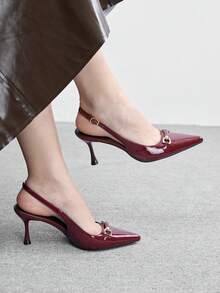 CUCCOO BIZCHIC Women's Fashionable Elegant Pointed Toe High Heel Sandals - Burgundy - View 5