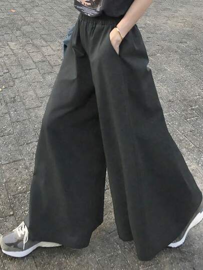 FRIFUL 女士夏季休闲通勤纯色阔腿裤