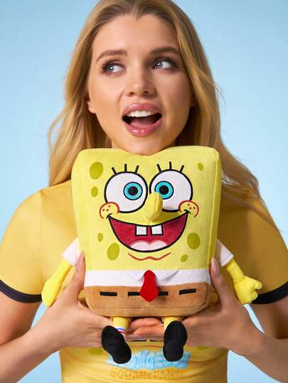 SpongeBob SquarePants | SHEIN 1pc Cartoon Plush Doll, Made Of Soft Material With Exquisite Embroidery, Can Be Placed On A Sofa Or In A Car For Decoration, Suitable As A Gift