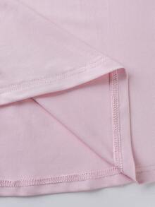 Olithes 性感优雅修身长袖收腰双层露肩扭结露背鱼尾下摆罗纹针织连衣裙，白色，秋冬款 - 粉色 - 查看 3