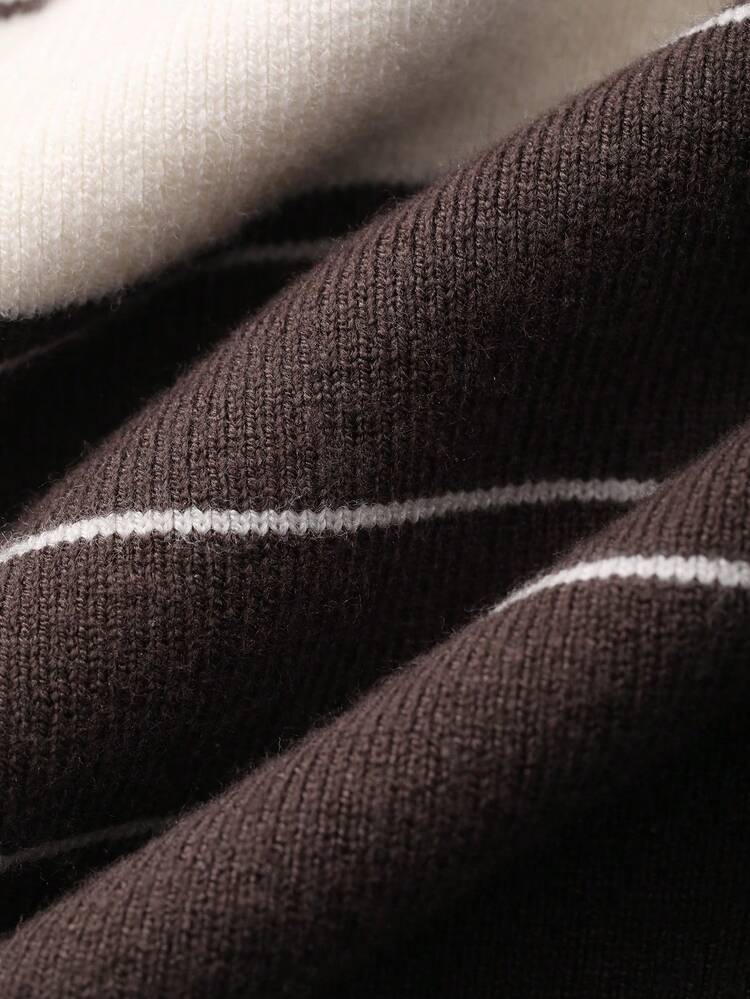 Women's Collared Contrast Color Casual Knit Sweater, Korean Style Summer