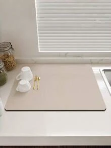 1 件装超强吸水防滑速干纯色厨房沥水垫，适用于水槽边，秋冬圣诞风格，卫生家居装饰厨房垫，沥水垫，吸水垫 - 卡其色 - 查看 7