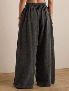 Easelle Casual Vintage Pocket Distressed Loose Women's Pants Wide Leg Pants Western Pants For Women Wide Leg Pants Woman Women's Pants Women's Pants Women's Trousers Women Summer Pants - Grey - View 4
