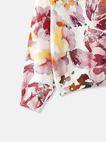 lacRébo Pull à motif floral tout-sur-tout, style français décontracté, style parisien - Multicolore - Voir 11